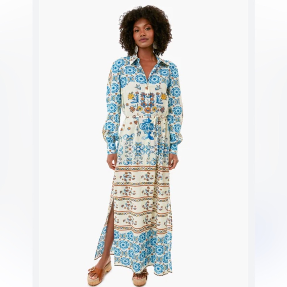 Floral Blue and Yellow Maxi Dress